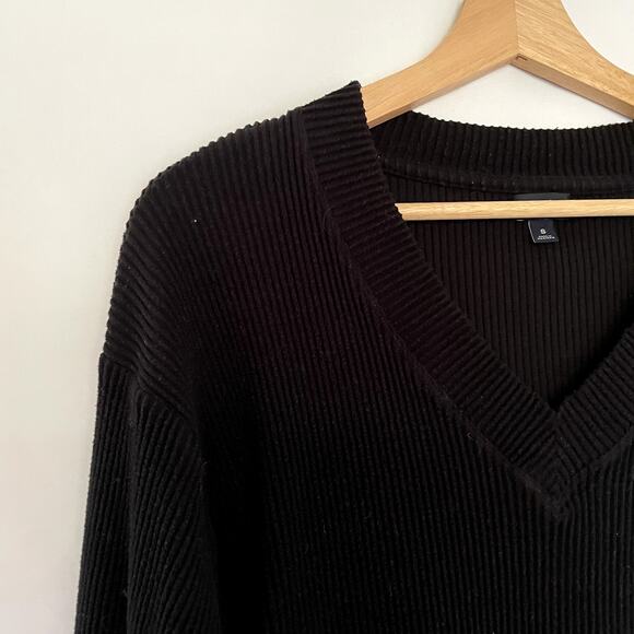 Gap Body black v-neck ribbed knit sweater pullover women's size small cotton - Picture 2 of 7